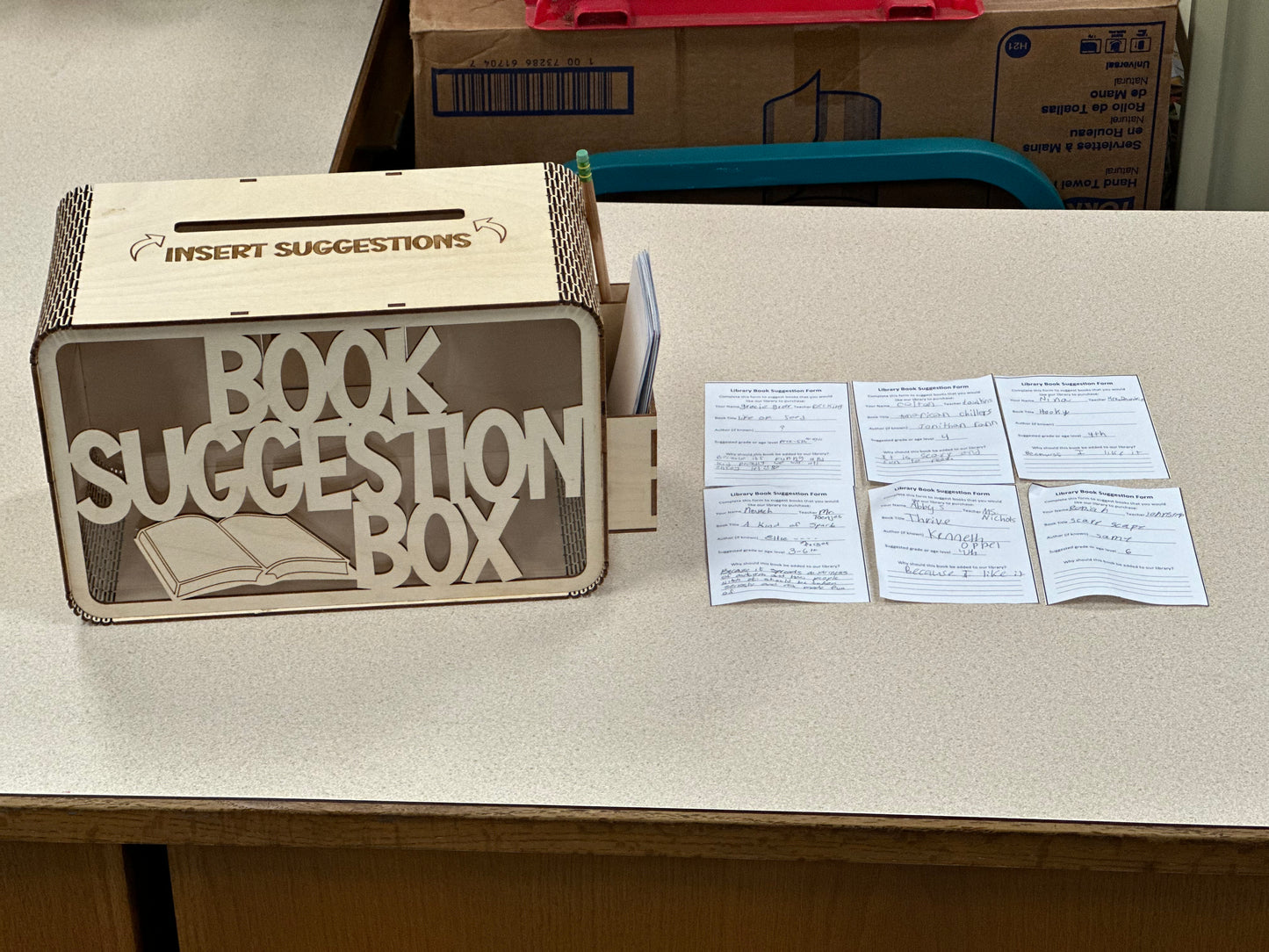 Lasercut Library Book Suggestion Box