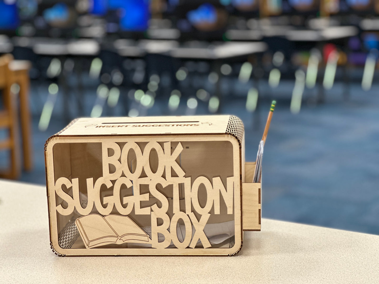 Lasercut Library Book Suggestion Box